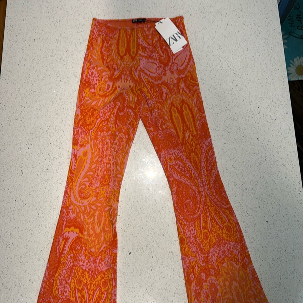Zara orange paisley pants